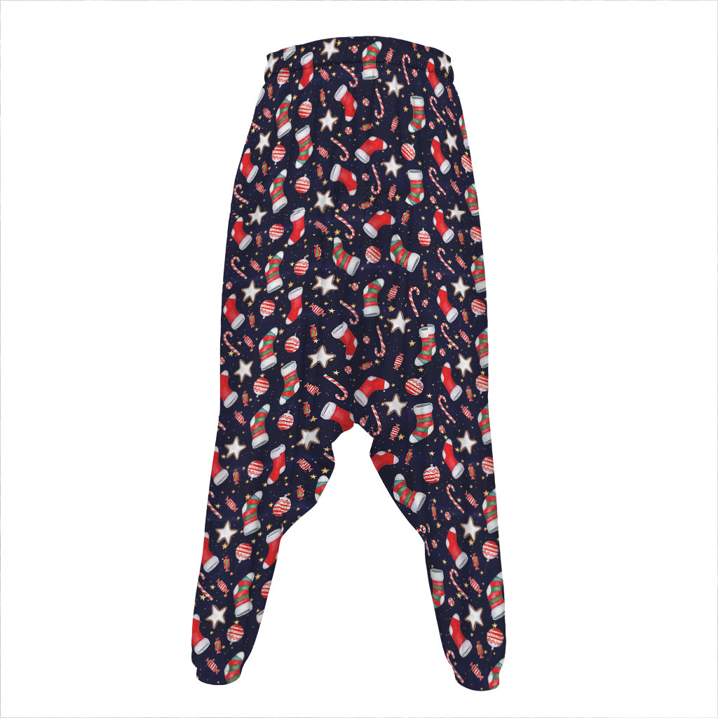 Watercolor Merry Christmas Pattern Print Hammer Pants