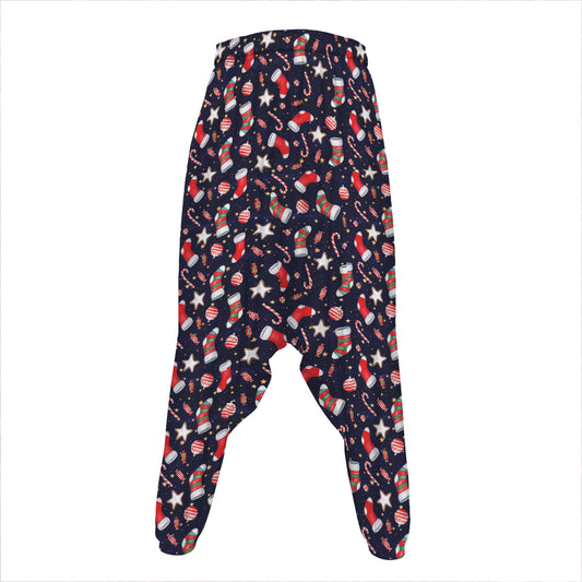 Watercolor Merry Christmas Pattern Print Hammer Pants