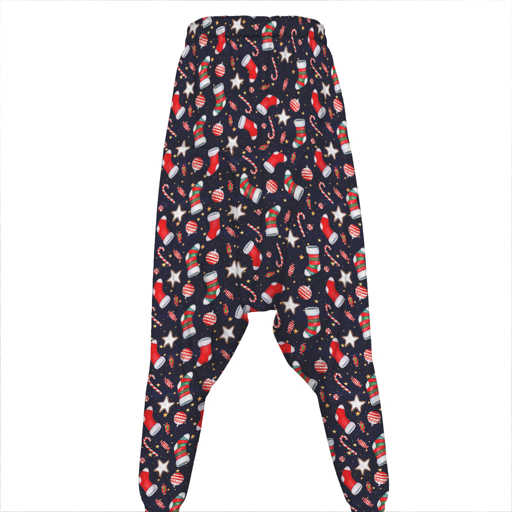 Watercolor Merry Christmas Pattern Print Hammer Pants