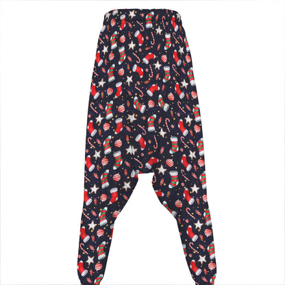 Watercolor Merry Christmas Pattern Print Hammer Pants