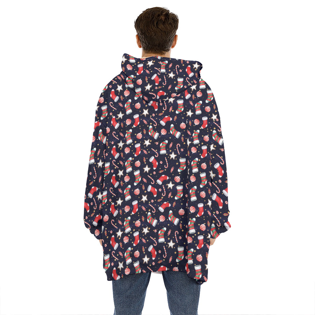 Watercolor Merry Christmas Pattern Print Hoodie Blanket