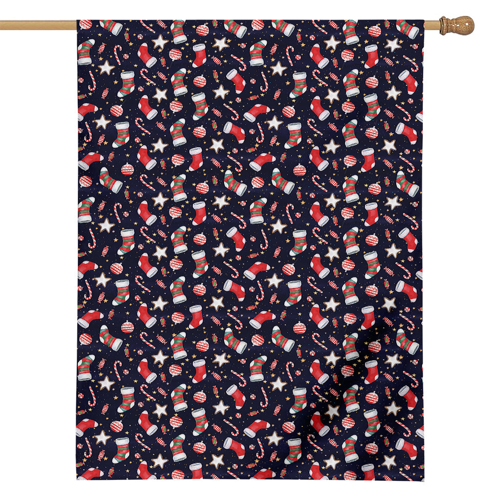 Watercolor Merry Christmas Pattern Print House Flag