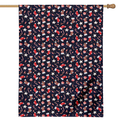 Watercolor Merry Christmas Pattern Print House Flag