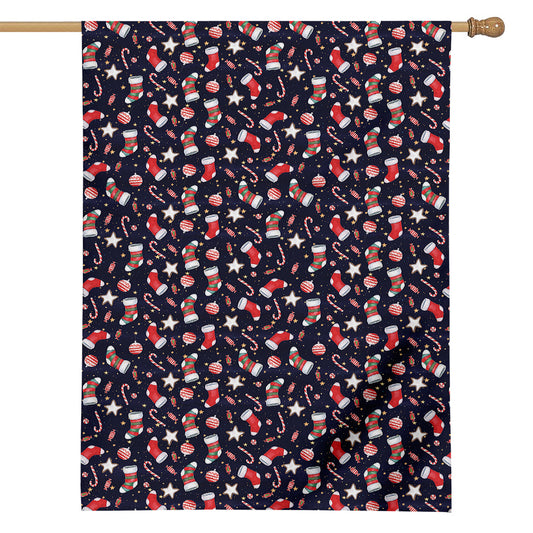 Watercolor Merry Christmas Pattern Print House Flag