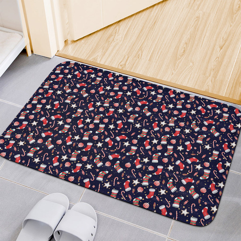 Watercolor Merry Christmas Pattern Print Indoor Door Mat