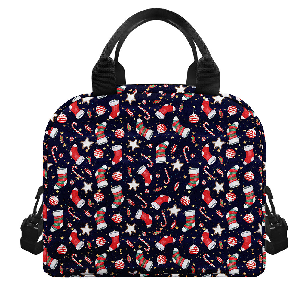 Watercolor Merry Christmas Pattern Print Insulated Lunch Bag