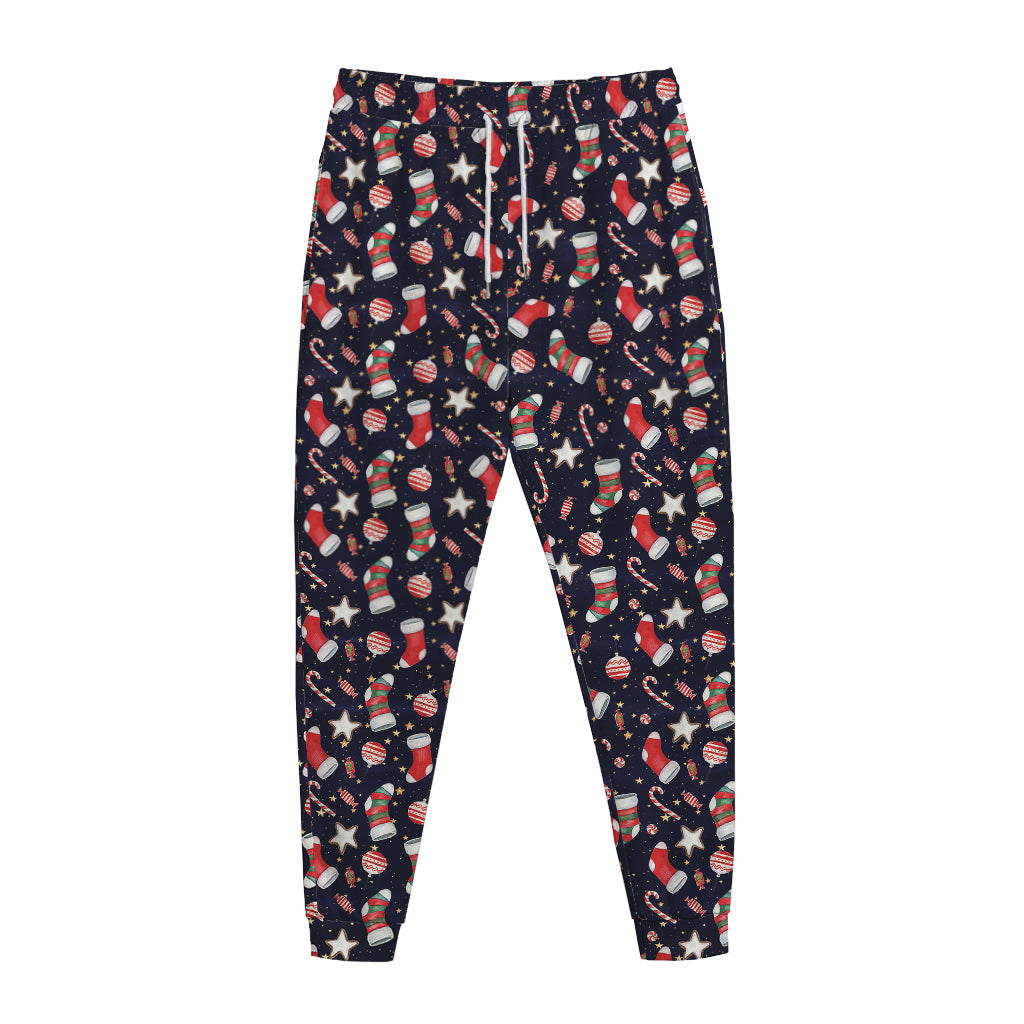 Watercolor Merry Christmas Pattern Print Jogger Pants