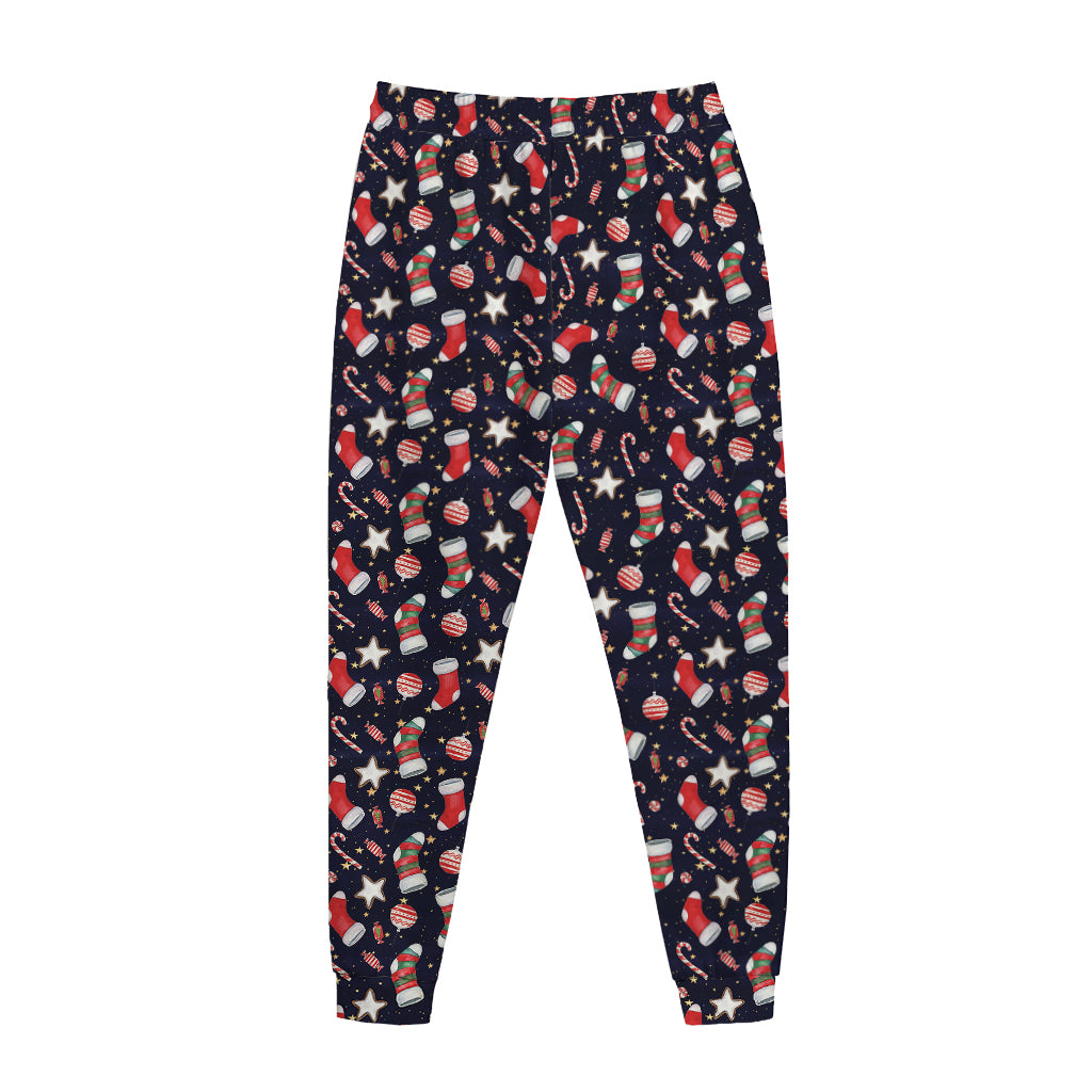 Watercolor Merry Christmas Pattern Print Jogger Pants