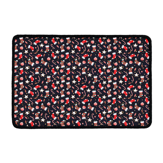 Watercolor Merry Christmas Pattern Print Kitchen Mat