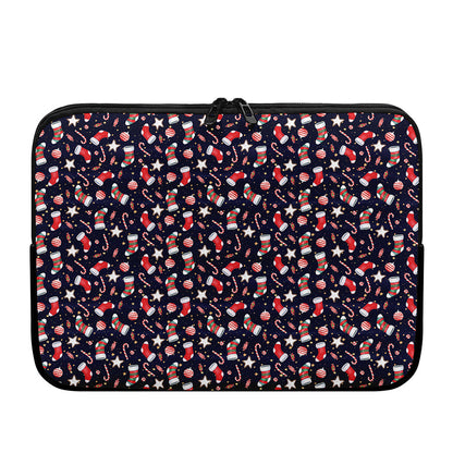 Watercolor Merry Christmas Pattern Print Laptop Sleeve