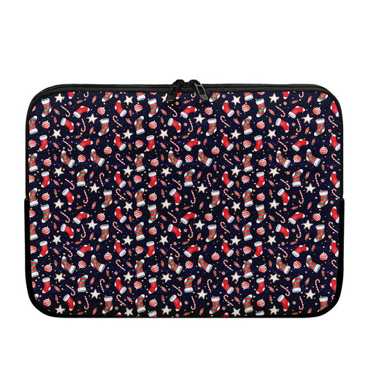 Watercolor Merry Christmas Pattern Print Laptop Sleeve