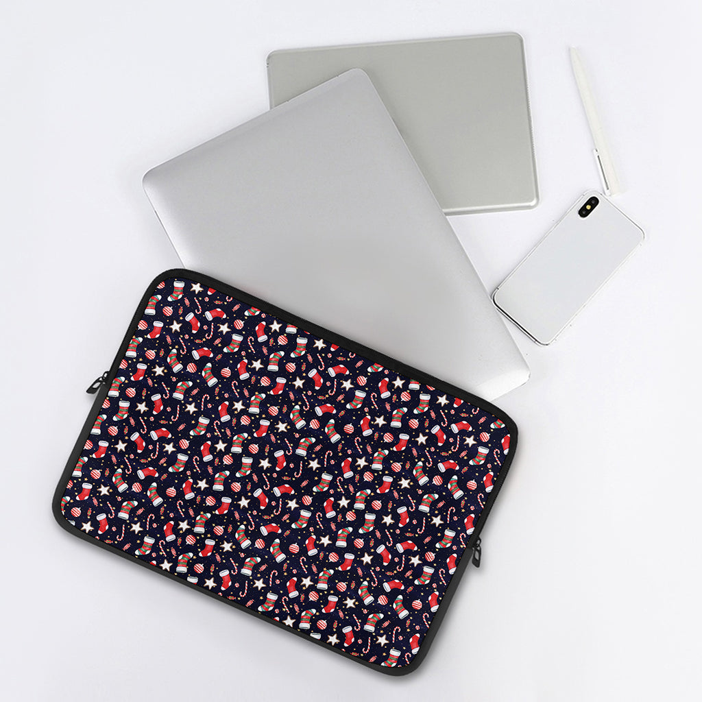 Watercolor Merry Christmas Pattern Print Laptop Sleeve