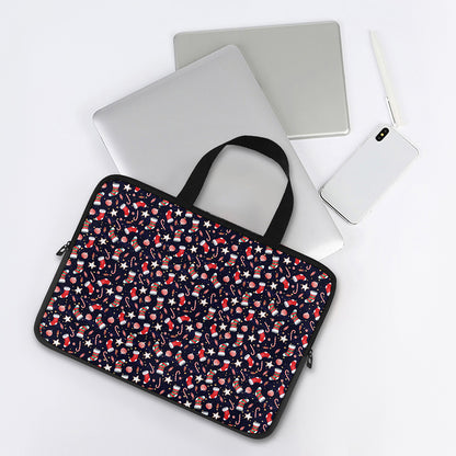 Watercolor Merry Christmas Pattern Print Laptop Sleeve With Handle