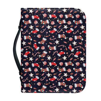 Watercolor Merry Christmas Pattern Print Leather Bible Cover