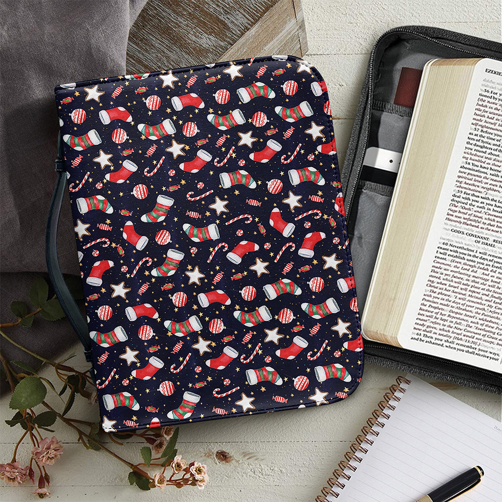 Watercolor Merry Christmas Pattern Print Leather Bible Cover