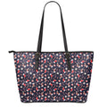 Watercolor Merry Christmas Pattern Print Leather Tote Bag With Zipper