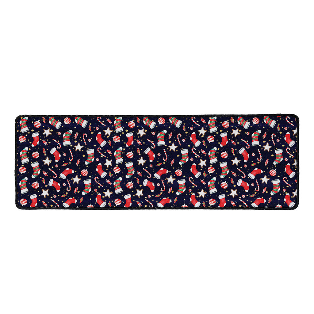 Watercolor Merry Christmas Pattern Print Long Kitchen Mat