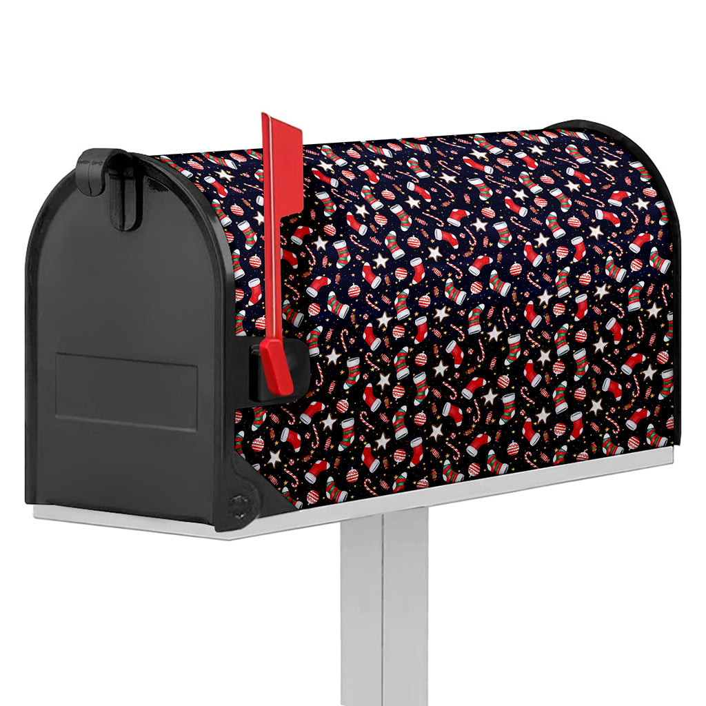 Watercolor Merry Christmas Pattern Print Mailbox Cover