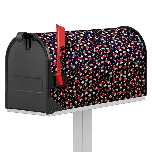 Watercolor Merry Christmas Pattern Print Mailbox Cover