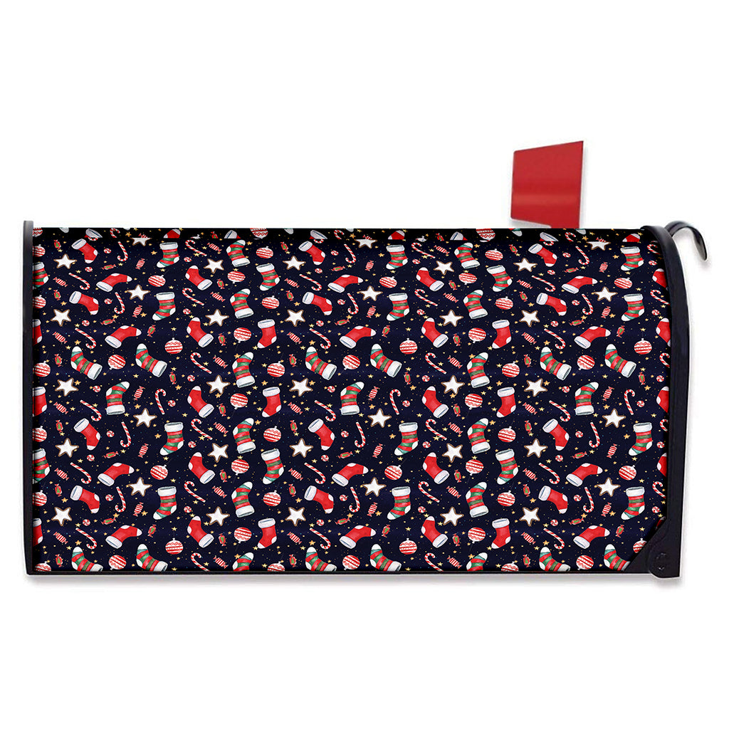 Watercolor Merry Christmas Pattern Print Mailbox Cover