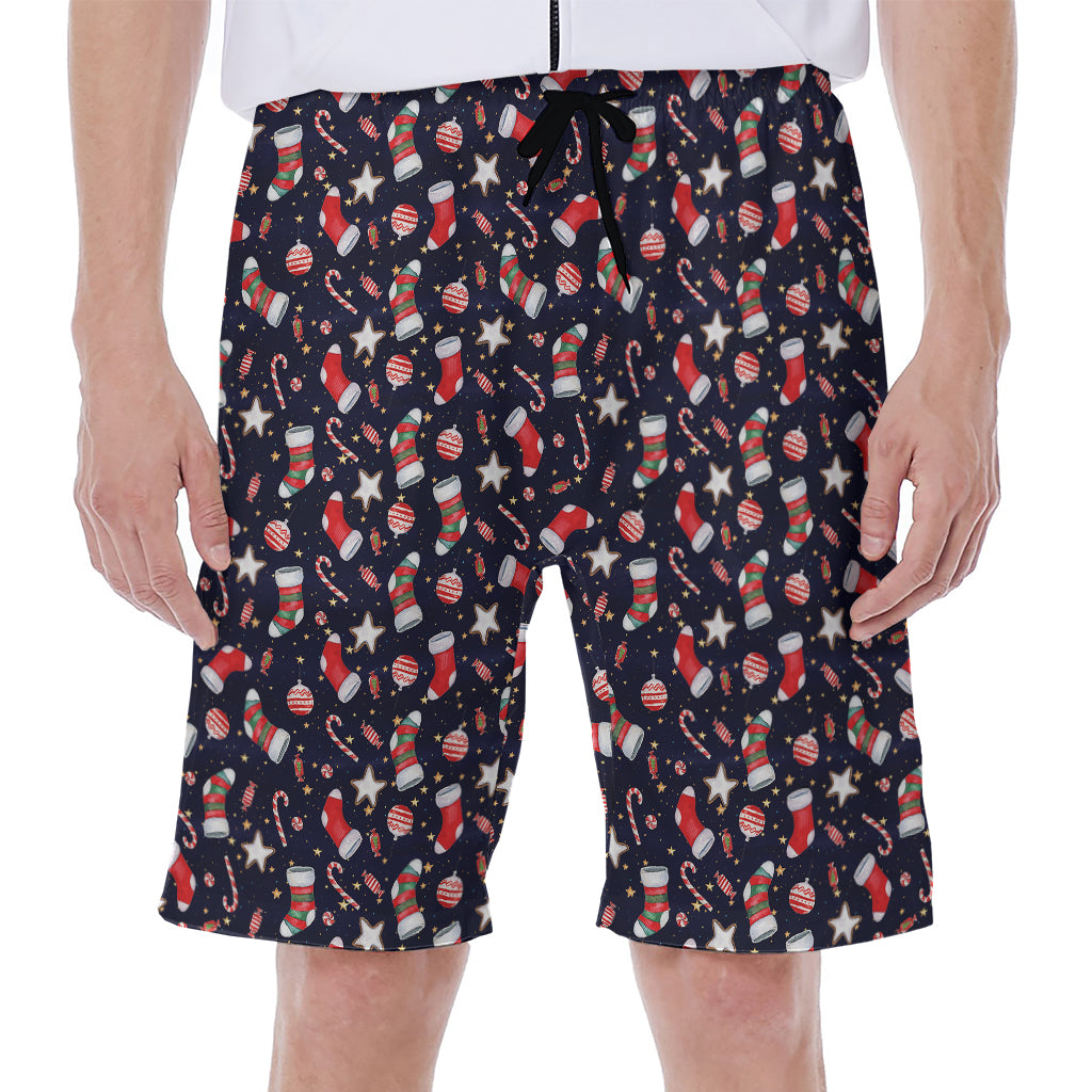 Watercolor Merry Christmas Pattern Print Men's Beach Shorts