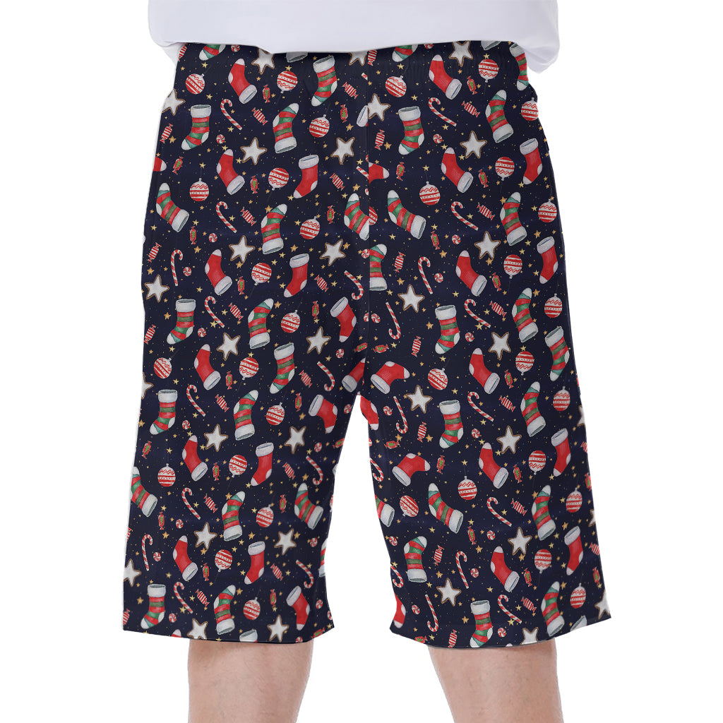Watercolor Merry Christmas Pattern Print Men's Beach Shorts