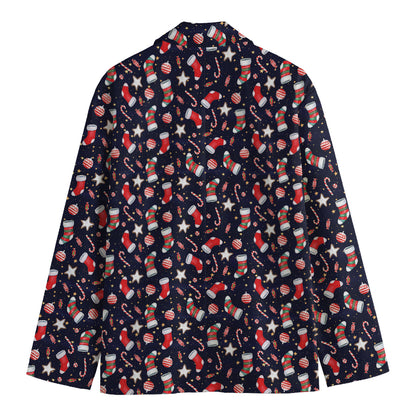 Watercolor Merry Christmas Pattern Print Men's Blazer