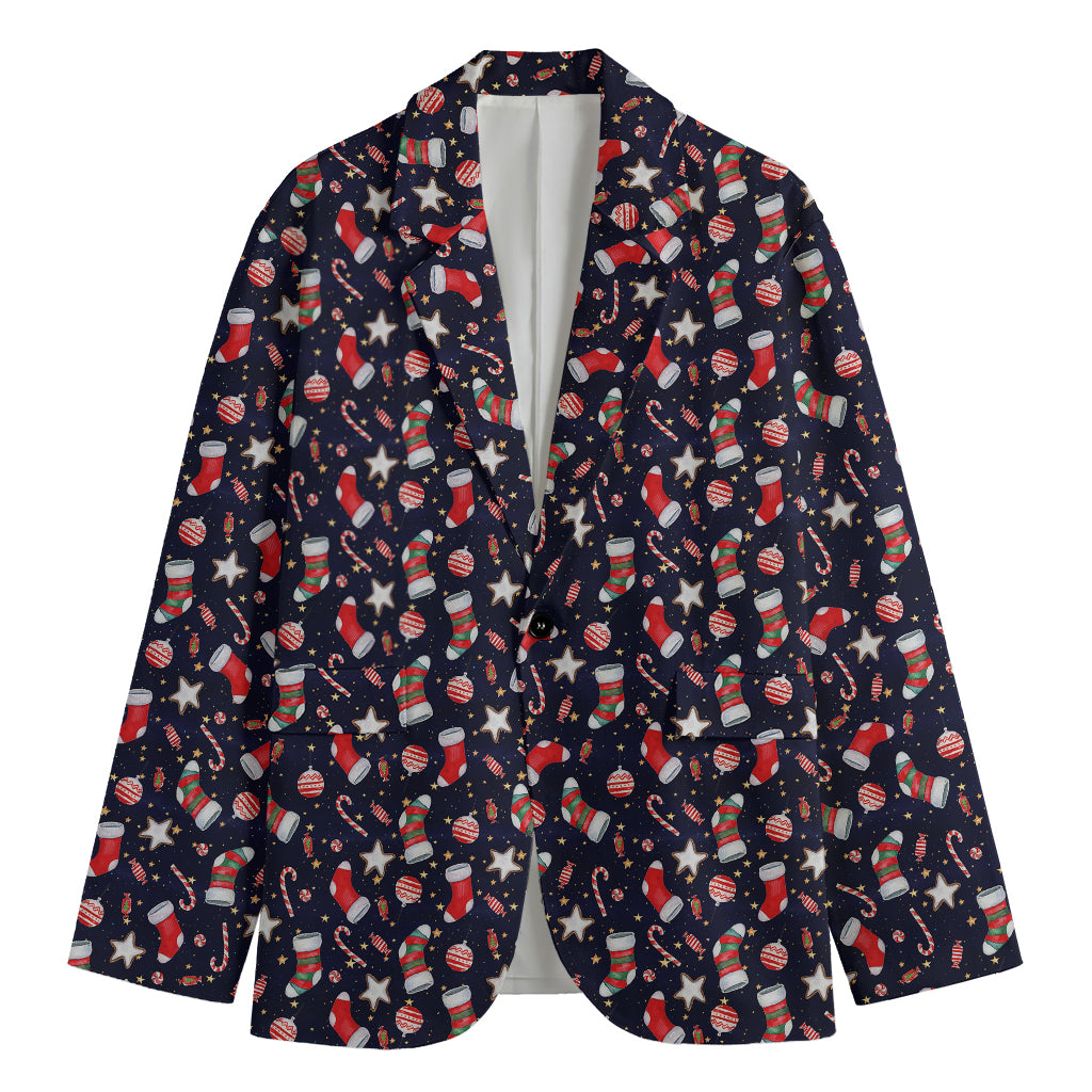 Watercolor Merry Christmas Pattern Print Men's Cotton Blazer