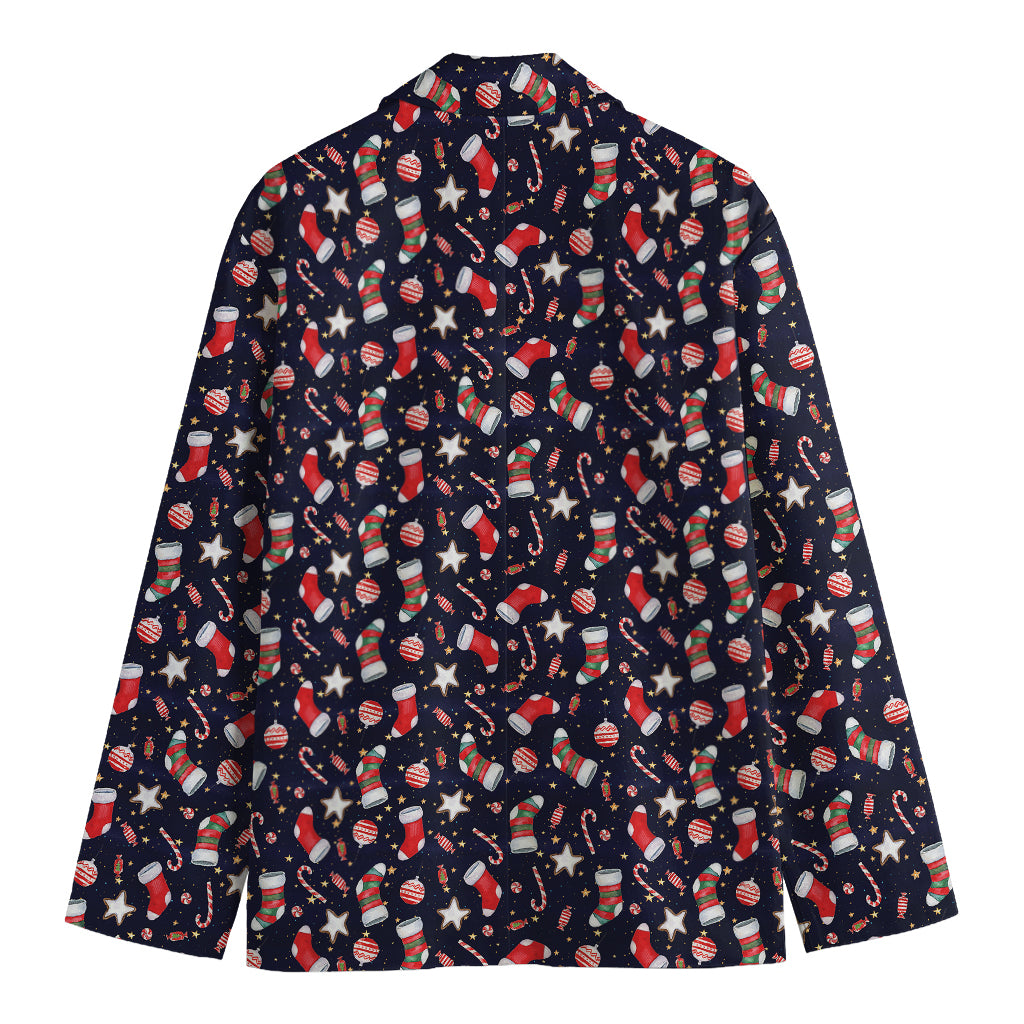 Watercolor Merry Christmas Pattern Print Men's Cotton Blazer