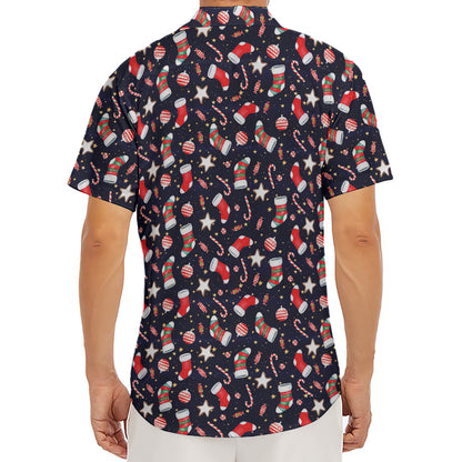 Watercolor Merry Christmas Pattern Print Men's Deep V-Neck Shirt