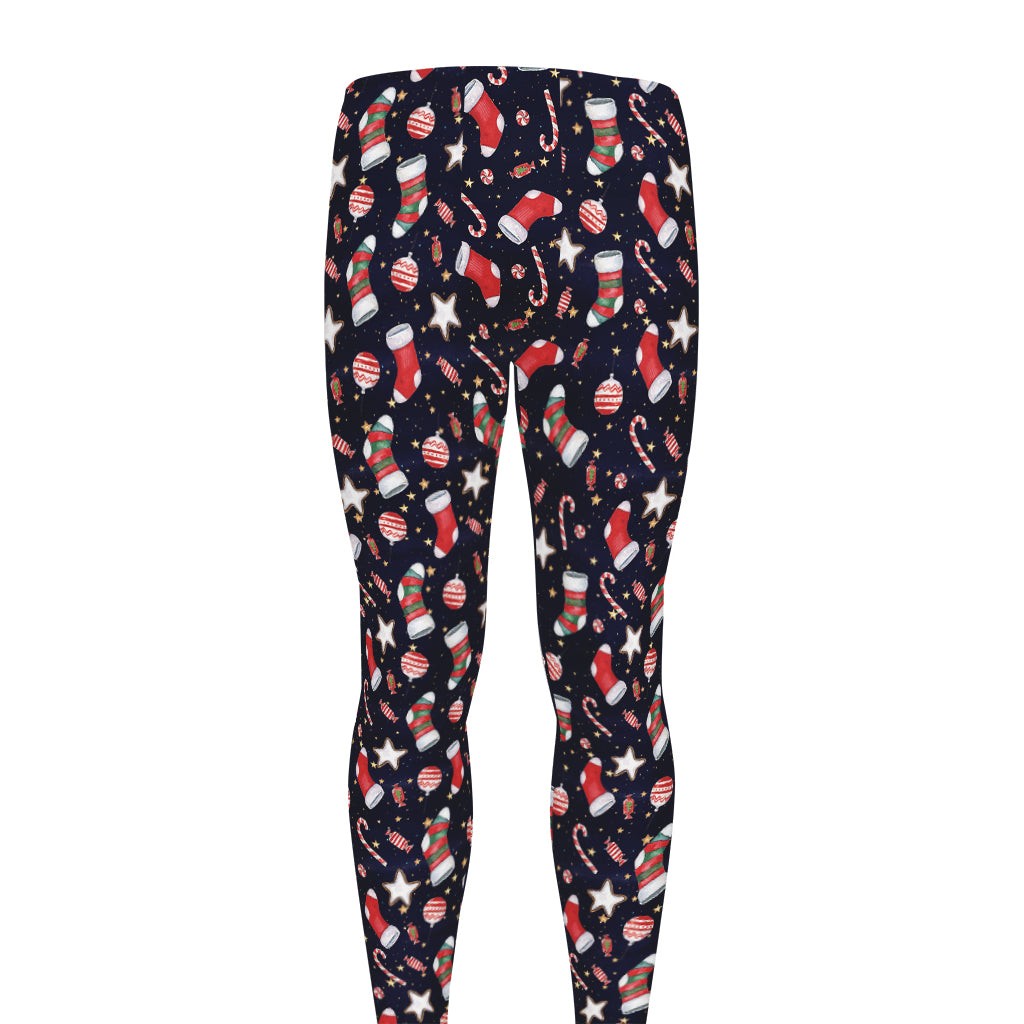Watercolor Merry Christmas Pattern Print Men's leggings