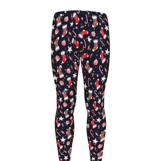 Watercolor Merry Christmas Pattern Print Men's leggings