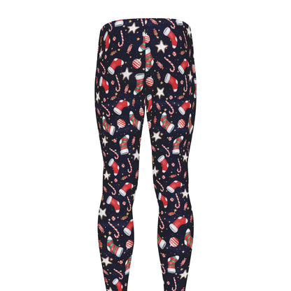 Watercolor Merry Christmas Pattern Print Men's leggings