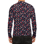 Watercolor Merry Christmas Pattern Print Men's Long Sleeve Rash Guard