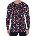Watercolor Merry Christmas Pattern Print Men's Long Sleeve T-Shirt