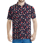 Watercolor Merry Christmas Pattern Print Men's Polo Shirt