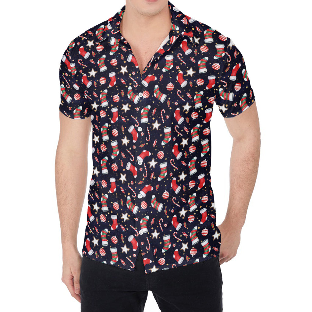 Watercolor Merry Christmas Pattern Print Men's Shirt