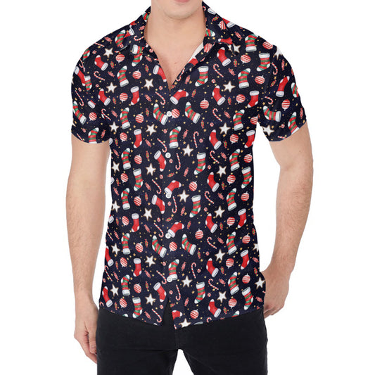 Watercolor Merry Christmas Pattern Print Men's Shirt
