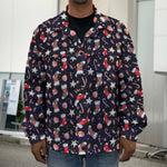 Watercolor Merry Christmas Pattern Print Men's Shirt Jacket
