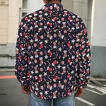 Watercolor Merry Christmas Pattern Print Men's Shirt Jacket