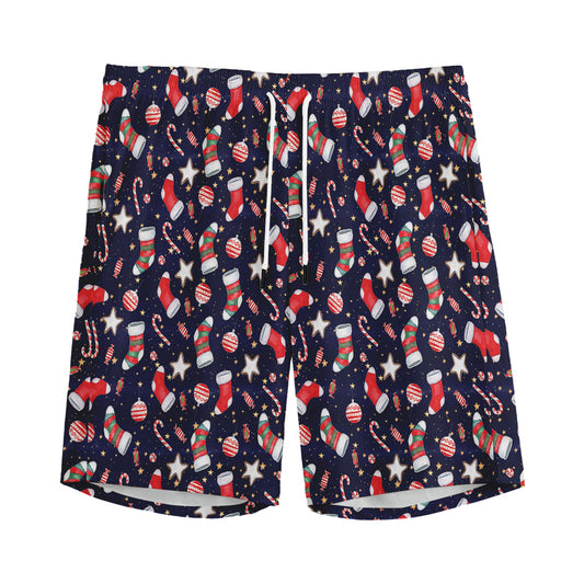 Watercolor Merry Christmas Pattern Print Men's Sports Shorts