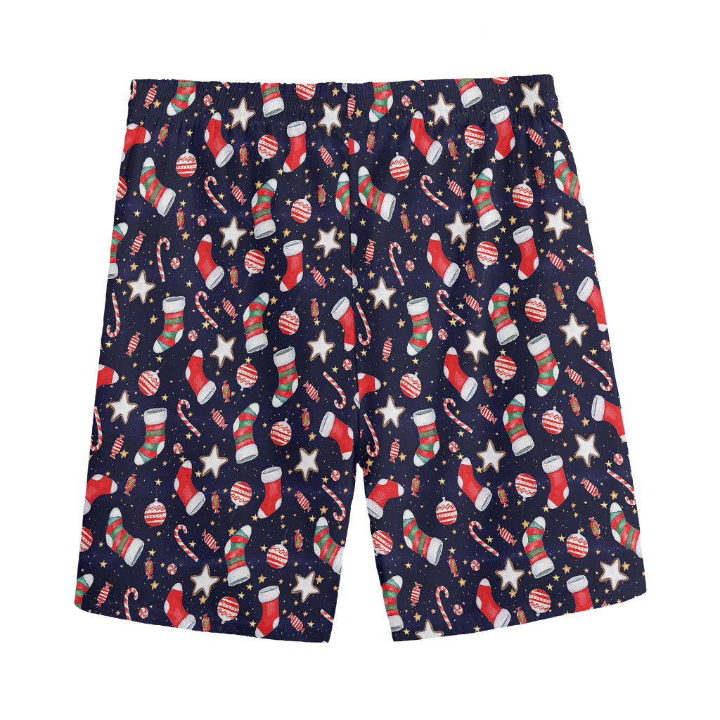 Watercolor Merry Christmas Pattern Print Men's Sports Shorts