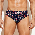 Watercolor Merry Christmas Pattern Print Men's Swim Briefs
