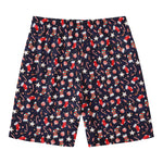 Watercolor Merry Christmas Pattern Print Men's Swim Trunks