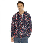 Watercolor Merry Christmas Pattern Print Men's Velvet Pullover Hoodie
