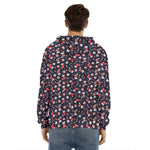 Watercolor Merry Christmas Pattern Print Men's Velvet Pullover Hoodie