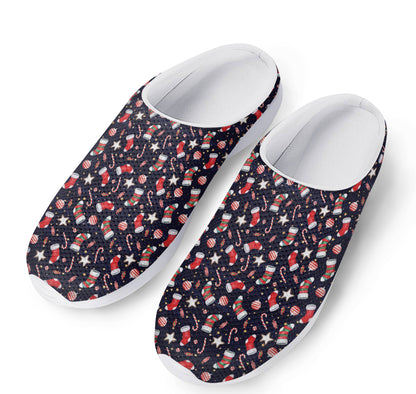 Watercolor Merry Christmas Pattern Print Mesh Casual Shoes