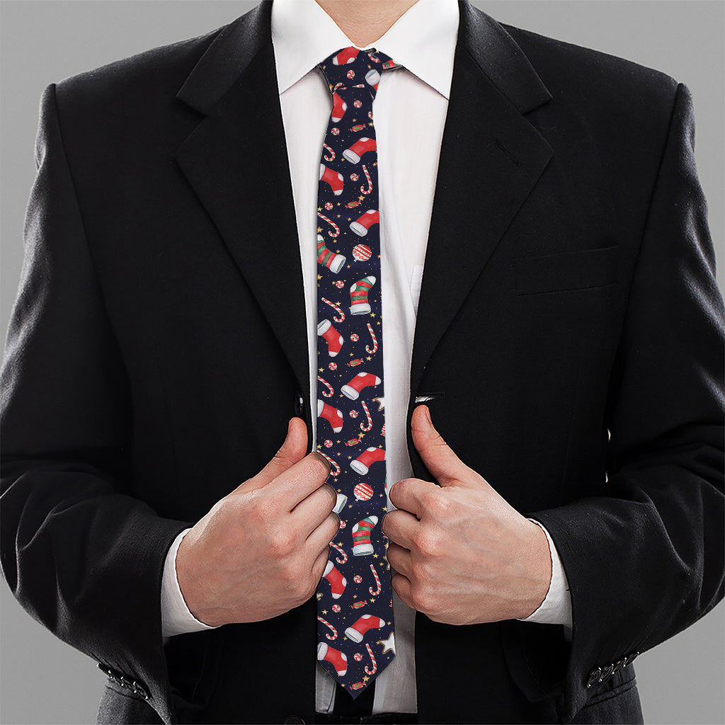 Watercolor Merry Christmas Pattern Print Necktie