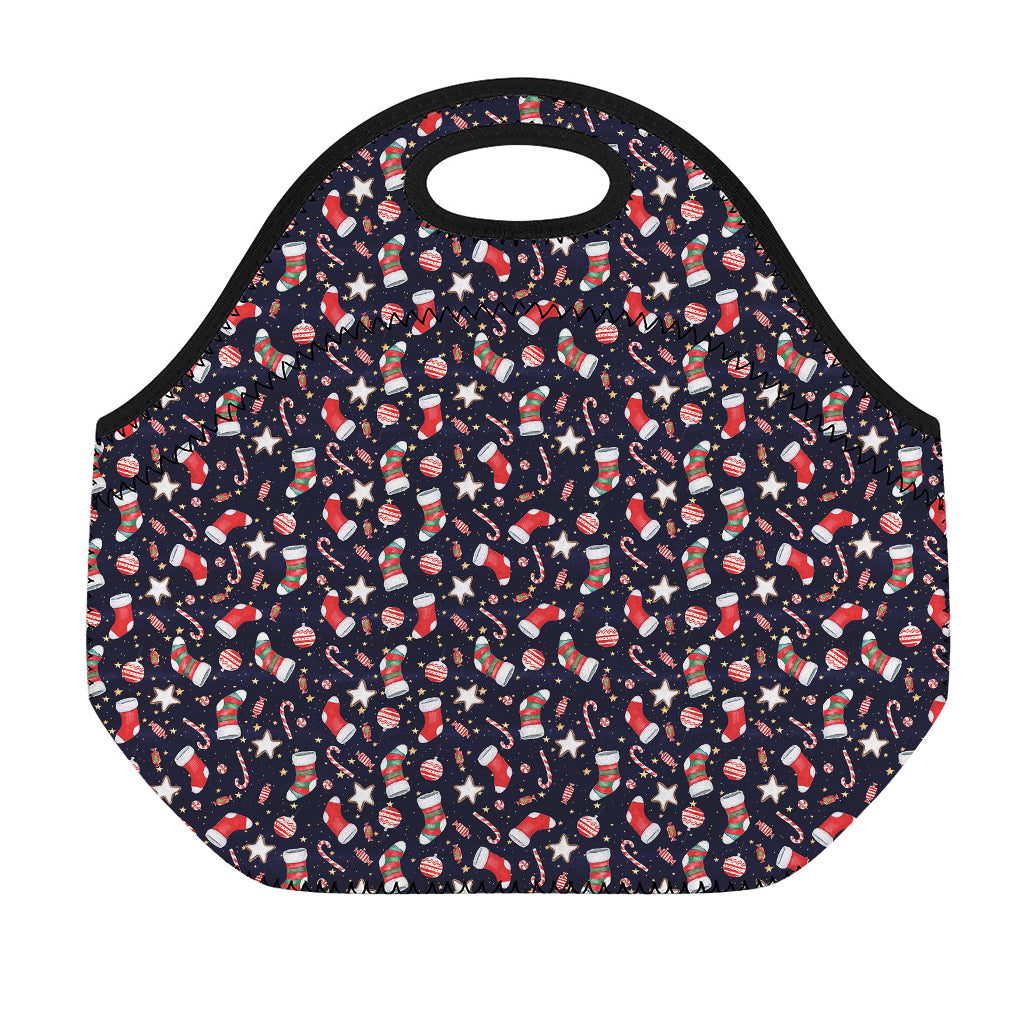 Watercolor Merry Christmas Pattern Print Neoprene Lunch Bag