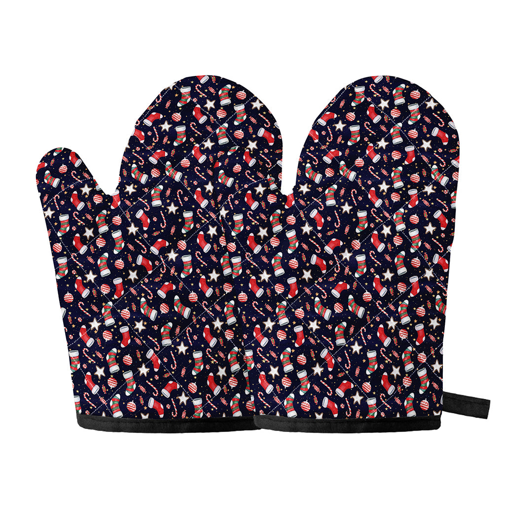 Watercolor Merry Christmas Pattern Print Oven Mitts